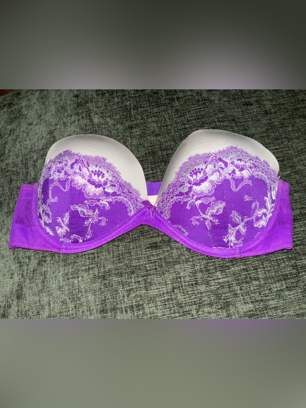 Victoria's Secret Purple and Silver Lace Underwire Push-Up Bra